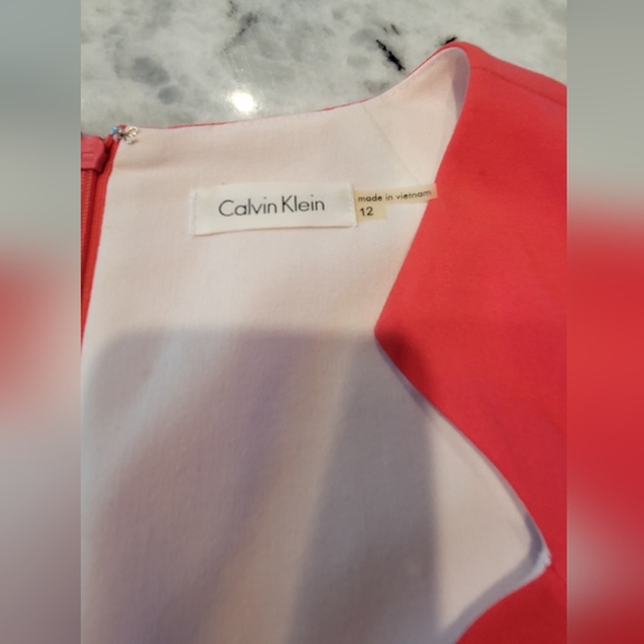 Calvin Klein One Shoulder Coral Dress - Picture 5 of 5